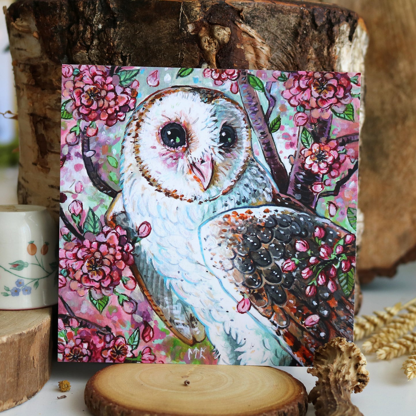 "Blossoming barn owl" Postcard print