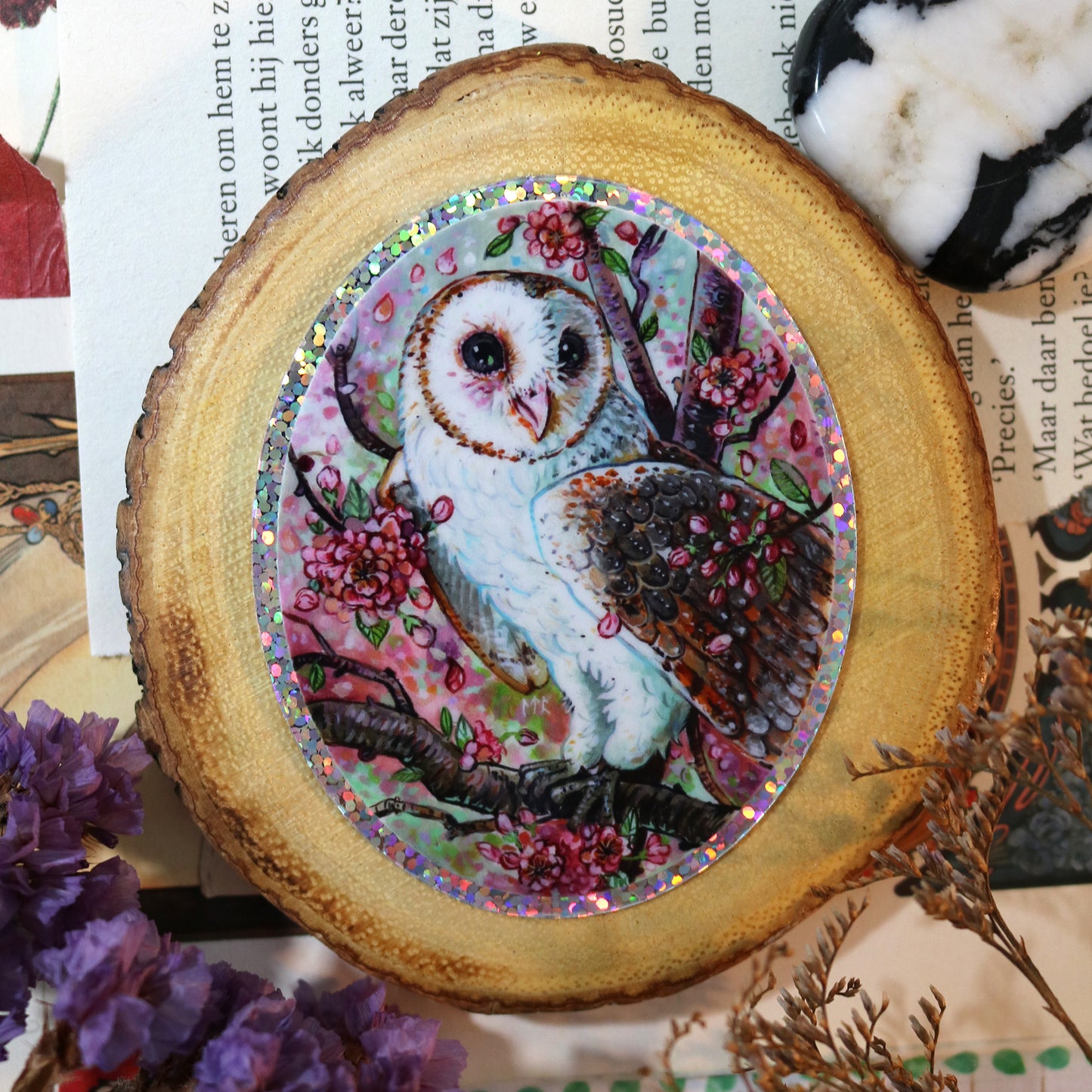 Glitter “Barn Owl” sticker