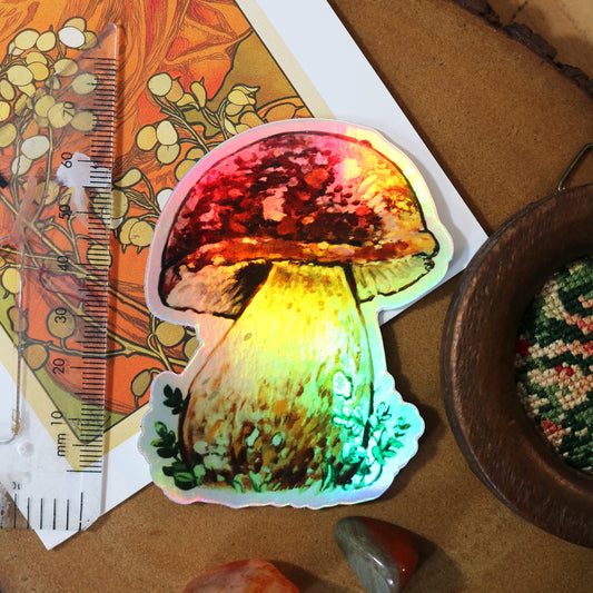 "Porcini" Holographic Mushroom Sticker