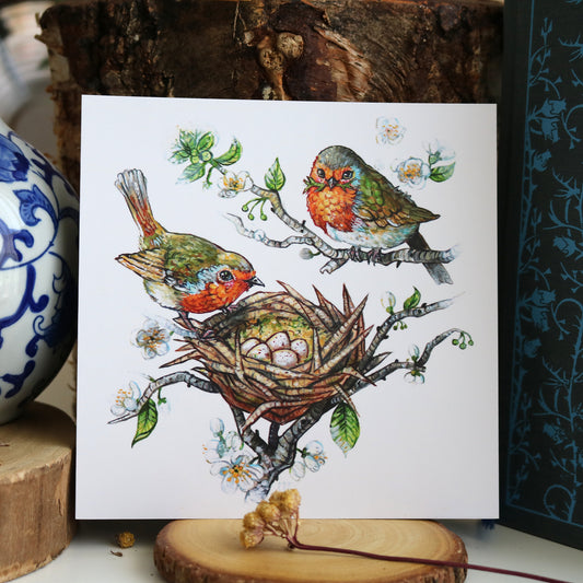 "Robins" Postcard print